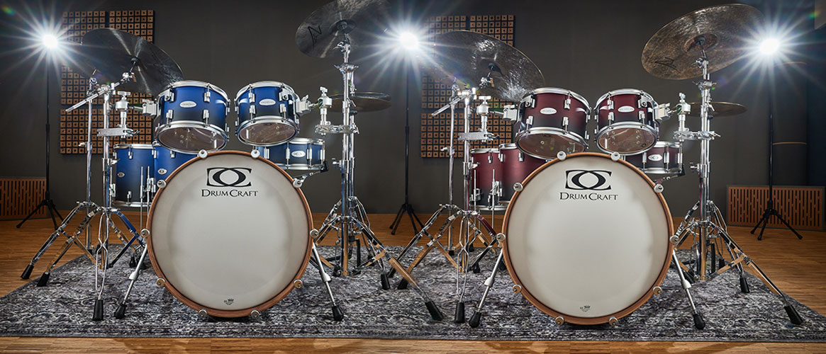 DrumCraft Series 6 new finishes Satin Black To Vivid Blue Fade and Satin Black To Red Fade